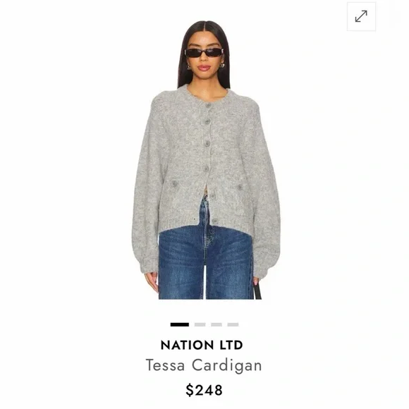 NATION TESSA CARDIGAN IN DOVE GRAY HEATHER - Picture 4 of 10